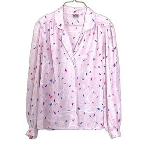 Bleyle VINTAGE pastel pink white floral monotone‎ paint swatch pattern top Sz 12
